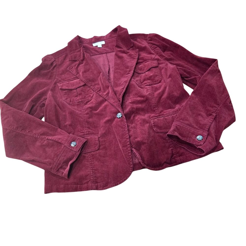 Per Se Deep Red Corduroy Single Button Blazer - image 1